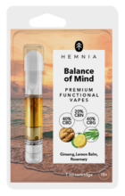 Hemnia Cartridge Balance Of Mind – 40 % CBD, 40 % CBG, 20 % CBN, Ginseng, Lemon Balm, Rosemary, 1 Ml